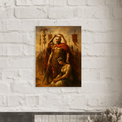 Aurelian crowned after defeating Zenobia beneath desert standards metal print mockup