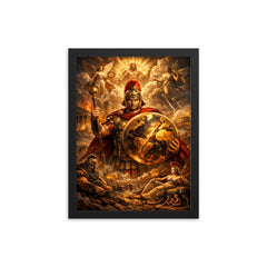 Aurelian restoring the world medallic portrait framed print on a plain backdrop in size 12"x16".