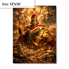 Aurelian restoring the world medallic portrait metal print on a plain backdrop in size 12"x16".
