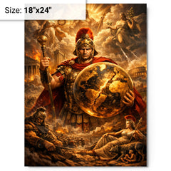 Aurelian restoring the world medallic portrait metal print on a plain backdrop in size 18"x24".