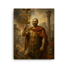 Aurelian restoring the world with legion standard canvas print on a plain backdrop in size 16"x20".