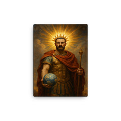 Aurelian restoring the world with radiant crown canvas print on a plain backdrop in size 12"x16".