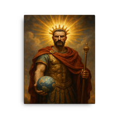Aurelian restoring the world with radiant crown canvas print on a plain backdrop in size 16"x20".