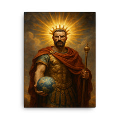 Aurelian restoring the world with radiant crown canvas print on a plain backdrop in size 18"x24".