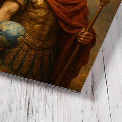 Aurelian restoring the world with radiant crown metal print mockup