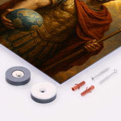 Aurelian restoring the world with radiant crown metal print mockup