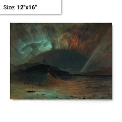 Aurora Borealis by Frederic Edwin Church metal print on a plain backdrop in size 12"x16".