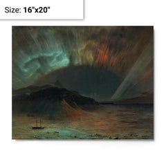 Aurora Borealis by Frederic Edwin Church metal print on a plain backdrop in size 16"x20".