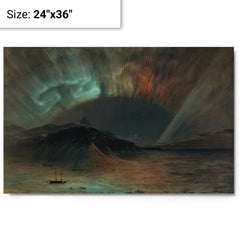 Aurora Borealis by Frederic Edwin Church metal print on a plain backdrop in size 24"x36".