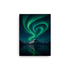 Aurora Borealis over Svalbard Norway canvas print on a plain backdrop in size 12"x16".