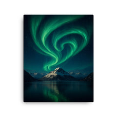 Aurora Borealis over Svalbard Norway canvas print on a plain backdrop in size 16"x20".