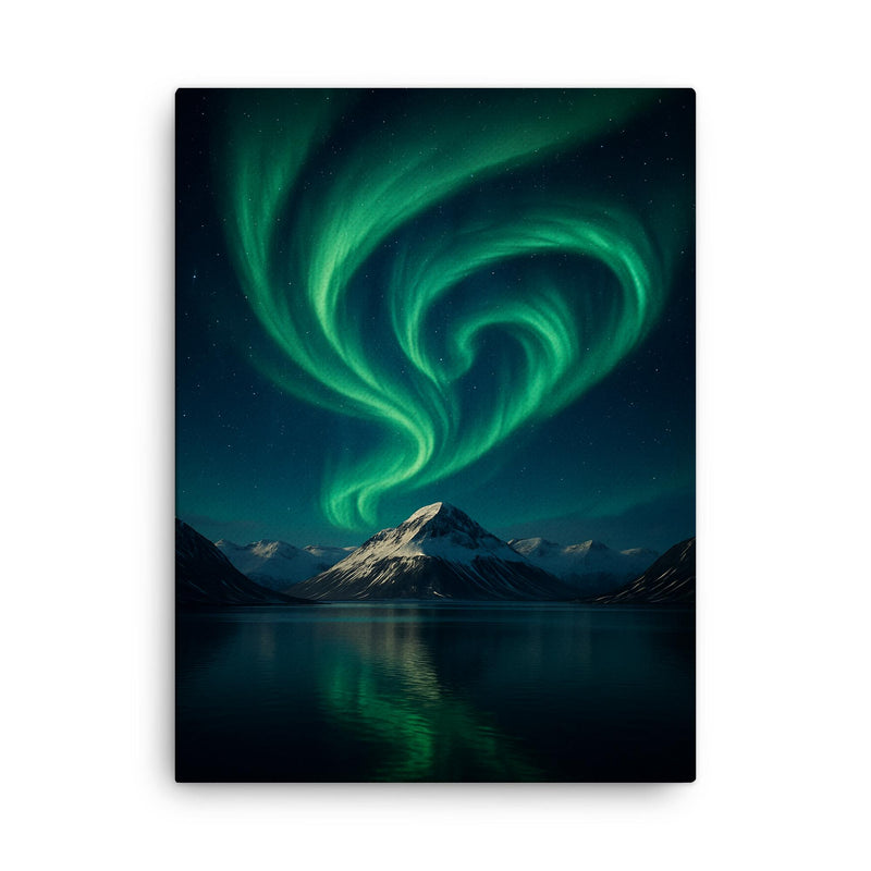 Aurora Borealis over Svalbard Norway canvas print on a plain backdrop in size 18
