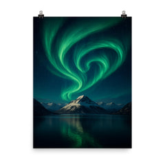 Aurora Borealis over Svalbard Norway poster on a plain backdrop in size 8"x10".