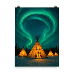 Aurora Village Yellowknife Canada poster on a plain backdrop in size 8"x10".
