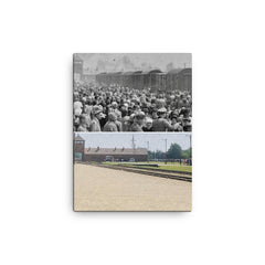 Auschwitz-Birkenau, 1944 canvas print on a plain backdrop in size 12"x16".
