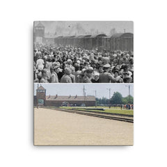 Auschwitz-Birkenau, 1944 canvas print on a plain backdrop in size 16"x20".