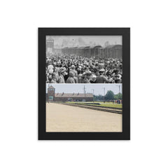 Auschwitz-Birkenau, 1944 framed print on a plain backdrop in size 8"x10".