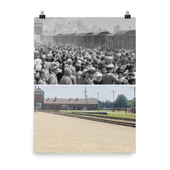 Auschwitz-Birkenau, 1944 poster on a plain backdrop in size 8"x10".