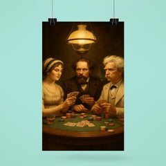Austen, Dickens and Twain playing poker poster 6