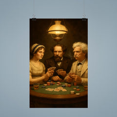 Austen, Dickens and Twain playing poker poster 9