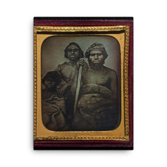 Australian Koori Men by Douglas T. Kilburn, 1847 canvas print on a plain backdrop in size 18"x24".