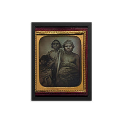 Australian Koori Men by Douglas T. Kilburn, 1847 framed print on a plain backdrop in size 12"x16".