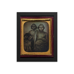 Australian Koori Men by Douglas T. Kilburn, 1847 framed print on a plain backdrop in size 8"x10".