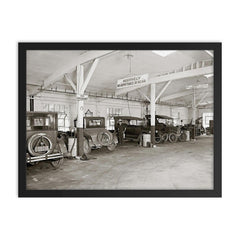 Auto dealer repair shop, 1926 framed print on a plain backdrop in size 18"x24".