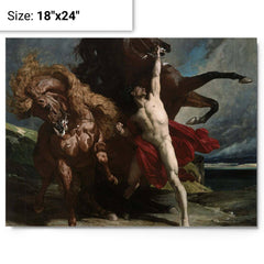 Automedon with the Horses of Achilles by Henri Regnault metal print on a plain backdrop in size 18"x24".