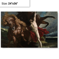 Automedon with the Horses of Achilles by Henri Regnault metal print on a plain backdrop in size 24"x36".