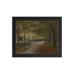 Autumn in the Fitzroy Gardens by John Mather, 1894 framed print on a plain backdrop in size 8"x10".