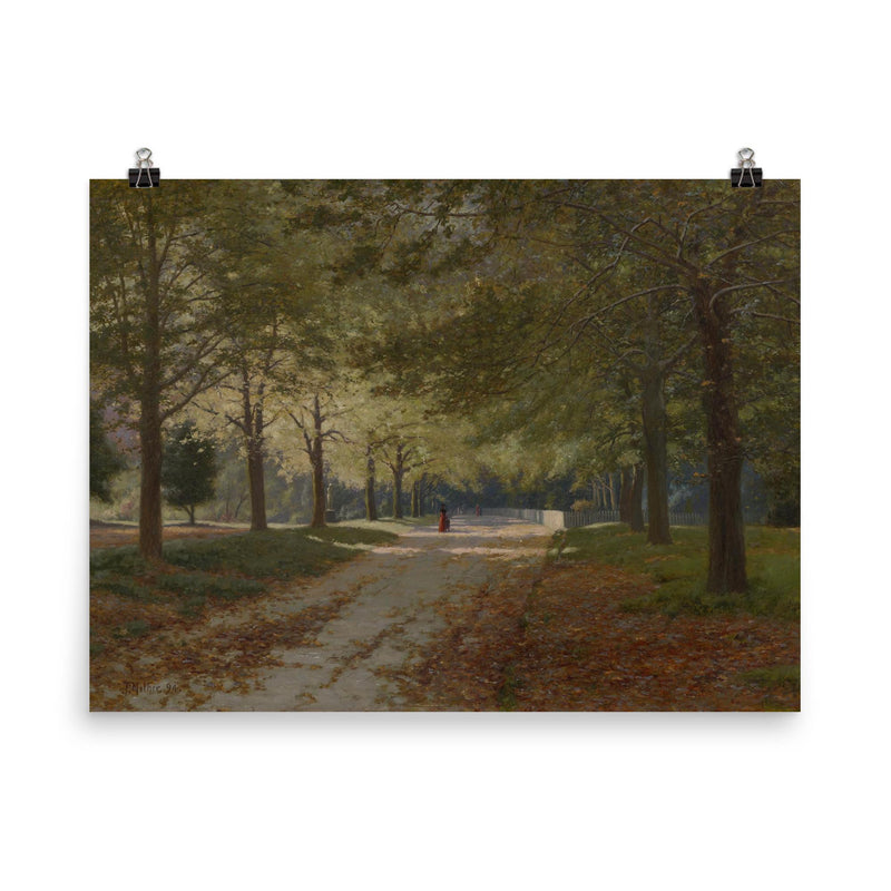 Autumn in the Fitzroy Gardens by John Mather, 1894 poster on a plain backdrop in size 8