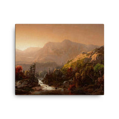 Autumn Landscape by William Louis Sonntag, 1850 canvas print on a plain backdrop in size 16"x20".