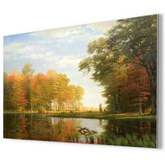 Autumn Woods by Albert Bierstadt metal print mockup