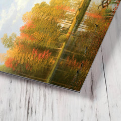 Autumn Woods by Albert Bierstadt metal print mockup