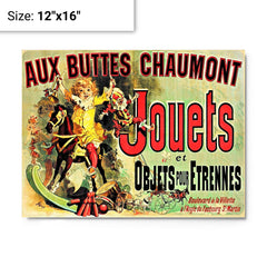 Aux Buttes Chaumont Jouets metal print on a plain backdrop in size 12"x16".