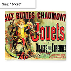 Aux Buttes Chaumont Jouets metal print on a plain backdrop in size 16"x20".