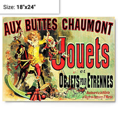 Aux Buttes Chaumont Jouets metal print on a plain backdrop in size 18"x24".
