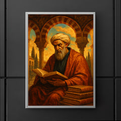 Averroes beneath Andalusian arches and books poster 5