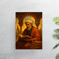 Averroes beneath Andalusian arches and books poster 7