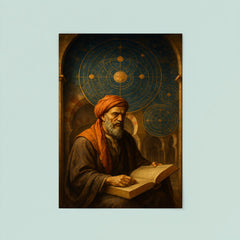 Averroes under celestial diagrams in Cordoba poster 8