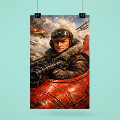 Aviator Manfred von Richthofen in scarlet cockpit poster 6