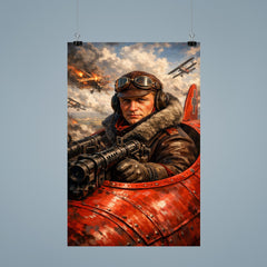 Aviator Manfred von Richthofen in scarlet cockpit poster 9