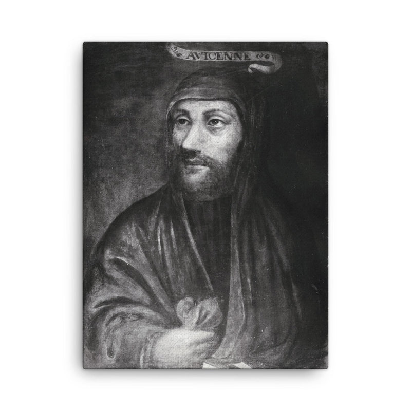 Avicenna (Ibn Sina) canvas print on a plain backdrop in size 18