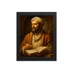 Avicenna Ibn Sina framed print on a plain backdrop in size 8"x10".