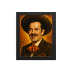 Awesome portrait of Pedro Infante smiling framed print on a plain backdrop in size 8"x10".