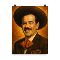 Awesome portrait of Pedro Infante smiling poster on a plain backdrop in size 8"x10".