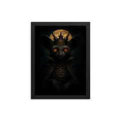 Aye aye lemur presented as nocturnal occult prince framed print on a plain backdrop in size 12"x16".