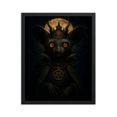 Aye aye lemur presented as nocturnal occult prince framed print on a plain backdrop in size 16"x20".