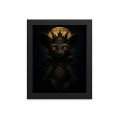 Aye aye lemur presented as nocturnal occult prince framed print on a plain backdrop in size 8"x10".